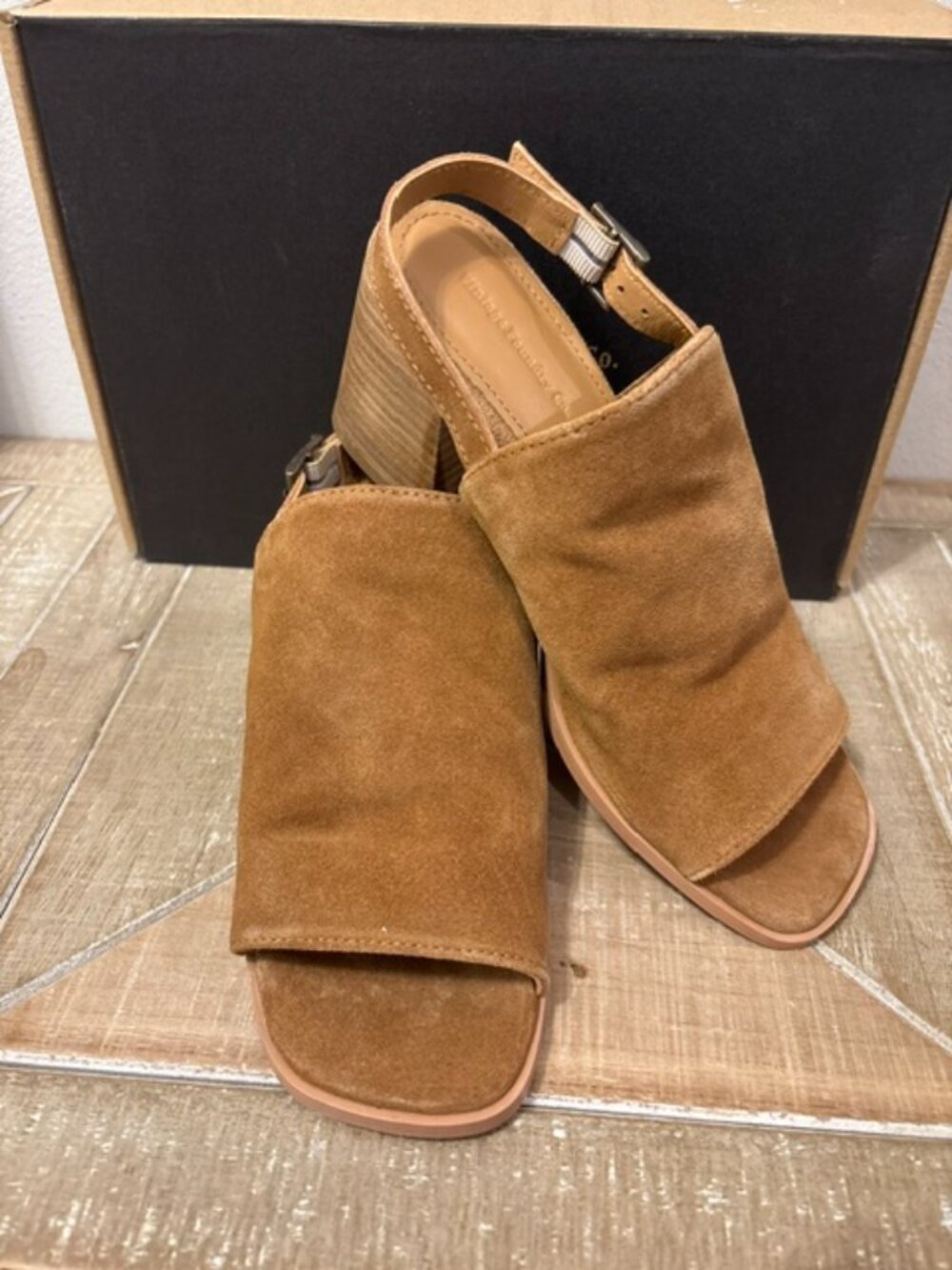 NEW Vintage Foundry Jayden Suede Heeled Sandals Tan Sizes: 7.5, 8, 8.5, 9